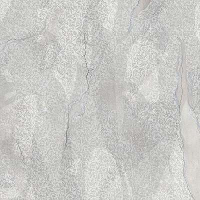 Tapet Nomadic wall grey, cu model floral subtil pe fundal gri cu aspect de beton crapat