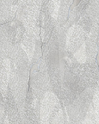 Tapet Nomadic wall grey, cu model floral subtil pe fundal gri cu aspect de beton crapat