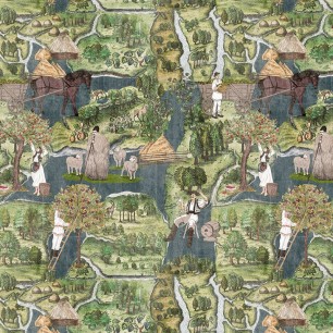 Fototapet VLAdiLA VLDLW0286. Conține culorile: Verde, Verde Mai, Bej, Bej Verzui, Gri, Gri-Albastru, Verde, Verde Crom, Maro, Maro Palid