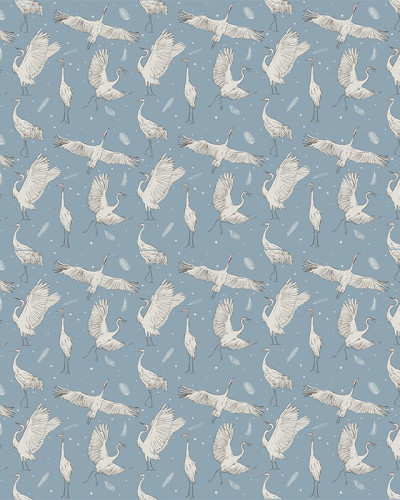 Tapet Pure Feathers cu macarale albe pe un fundal albastru deschis