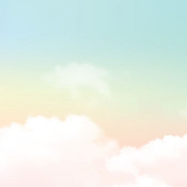 Tapet Azur Clouds cu nori pufosi si culori pastelate