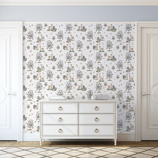 Tapet cu design de pădure cu căprioare