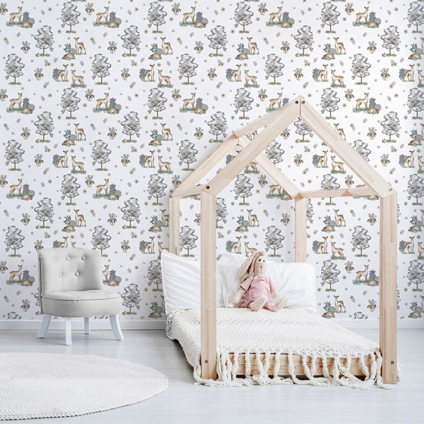 Tapet cu design de pădure cu căprioare