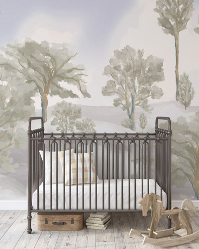 Tapet cu design abstract de pădure cetește, perfect pentru dormitorul copiilor sau livingul tău.