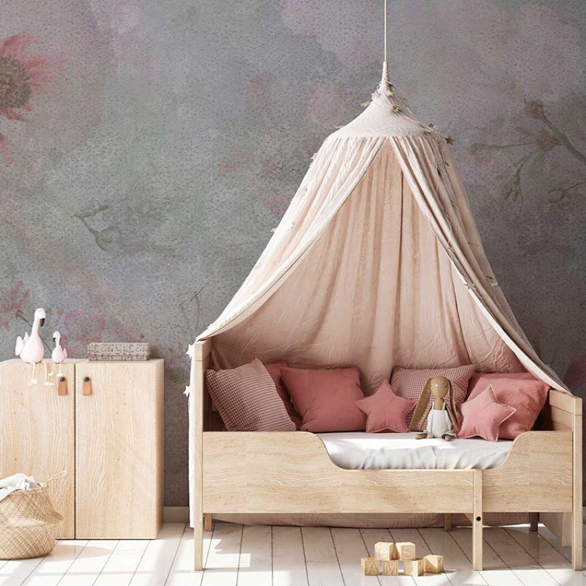 Tapet cu flori de marmură, design delicat, culori pastelate