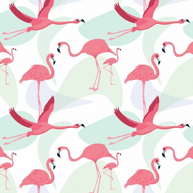 Tapet cu flamingo roz, design modern pentru dormitor