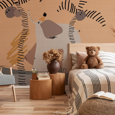 Tapet personalizat cu elefant clovn pentru camera copilului