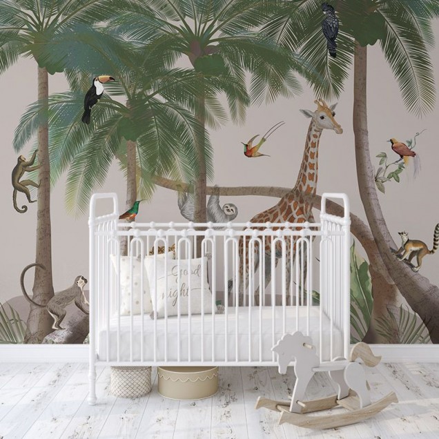 Fototapet cu animale in jungla, ideal pentru un decor exotic si relaxant