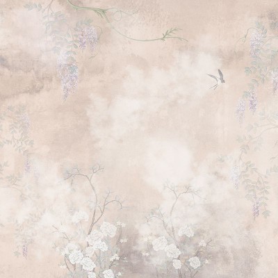 Tapet floral cu magnolii și primule într-un decor interior elegant