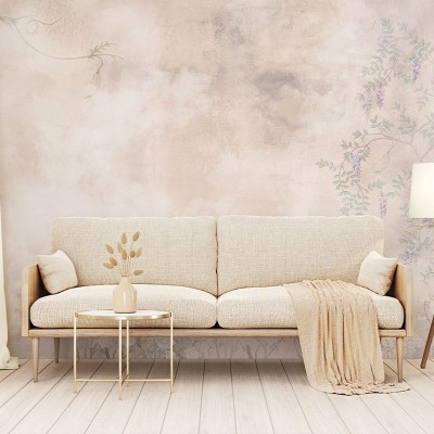Tapet floral cu magnolii și primule într-un decor interior elegant