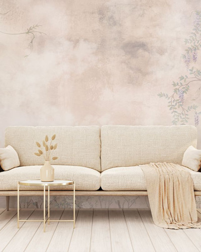 Tapet floral cu magnolii și primule într-un decor interior elegant