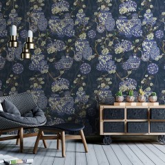 Tapet Hydrangea and Ginger Tea Party Blue, personalizat, VLAdiLA