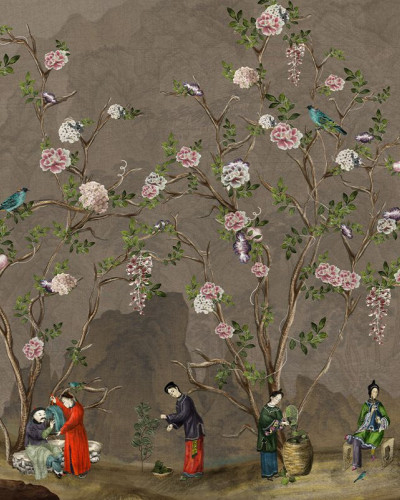 Tapet cu design floral minimalist Scenes from life brown