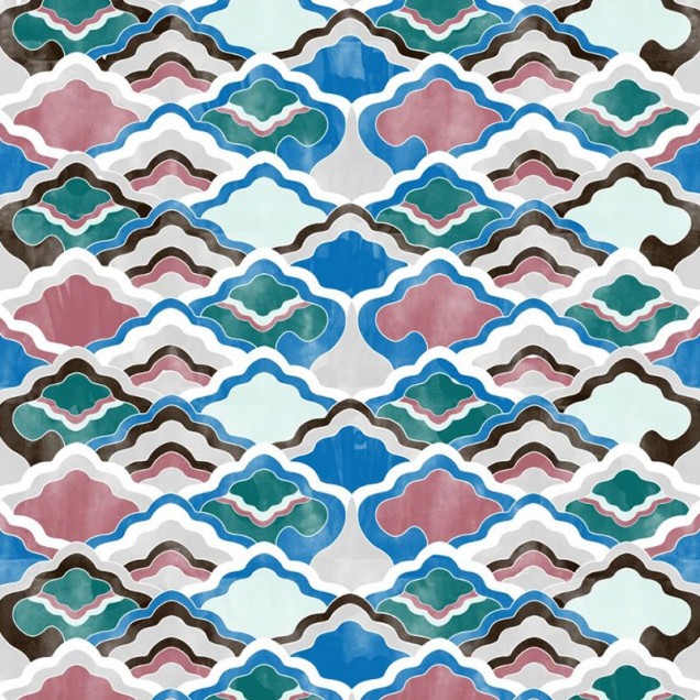 Tapet cu design modern de nori in culori vibrante
