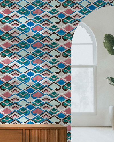 Tapet cu design modern de nori in culori vibrante