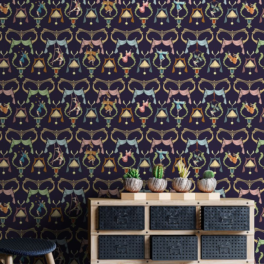 Tapet Pagliacci albastru închis cu design unic