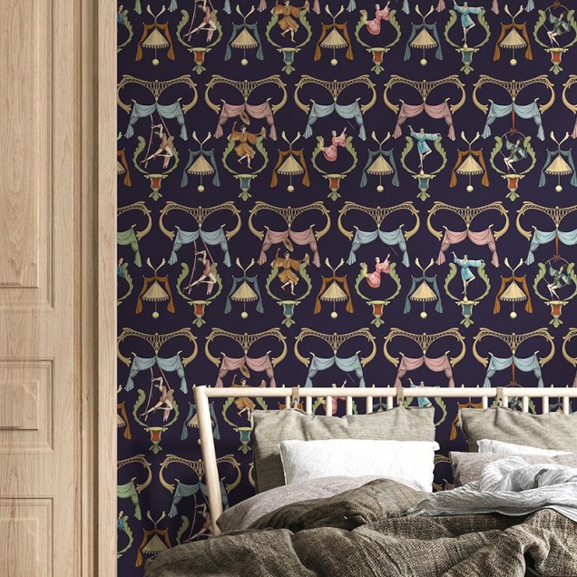 Tapet Pagliacci albastru închis cu design unic