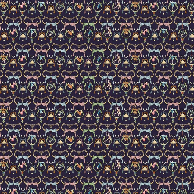 Tapet Pagliacci albastru închis cu design unic