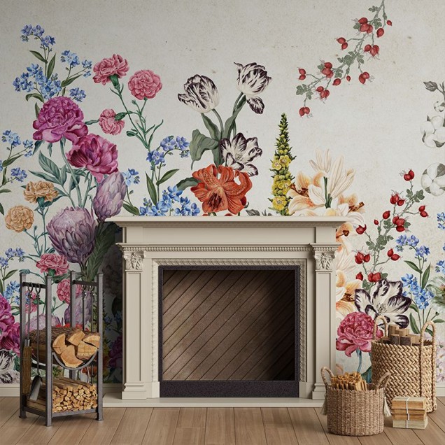Tapet floral cu buchet delicat de flori