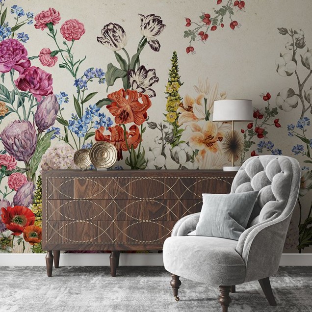 Tapet floral cu buchet delicat de flori