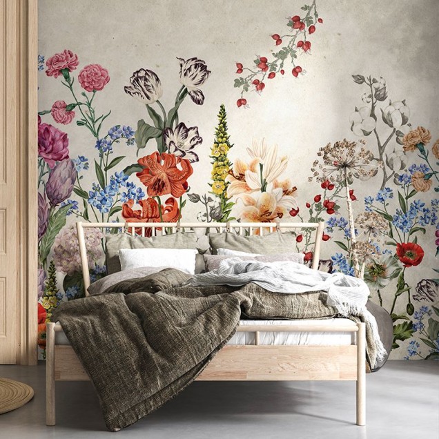 Tapet floral cu buchet delicat de flori