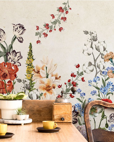 Tapet floral cu buchet delicat de flori