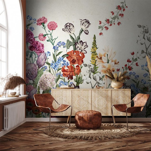 Tapet floral cu buchet delicat de flori