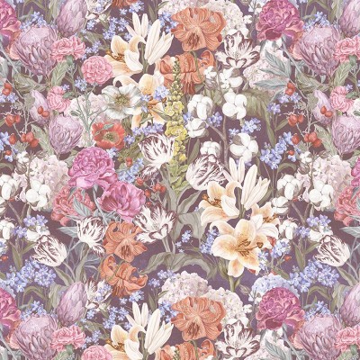 Tapet floral cu flori pastelate, design elegant, culori pastelate, fundal închis