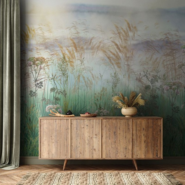Tapet baie cu design modern Bright Greenery Daylight