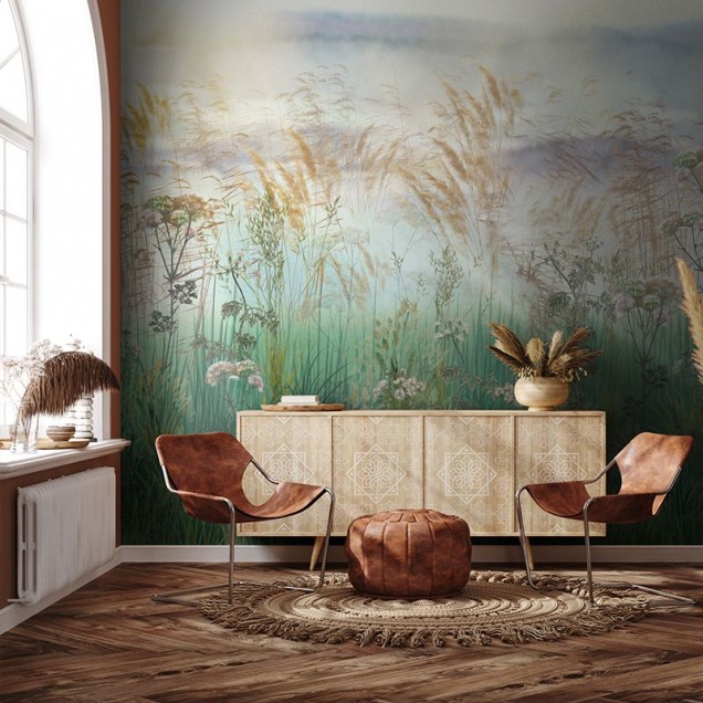 Tapet baie cu design modern Bright Greenery Daylight