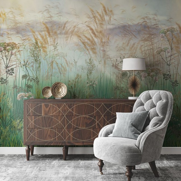 Tapet baie cu design modern Bright Greenery Daylight