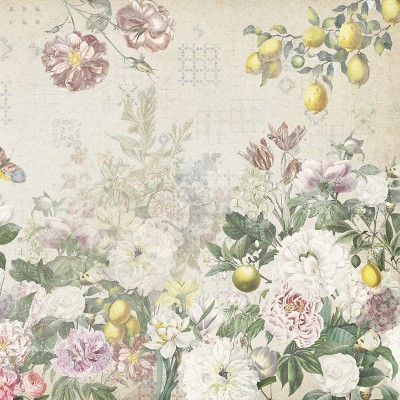 Tapet floral cu motive delicate și fluturi, perfect pentru dormitoare, livinguri sau holuri.