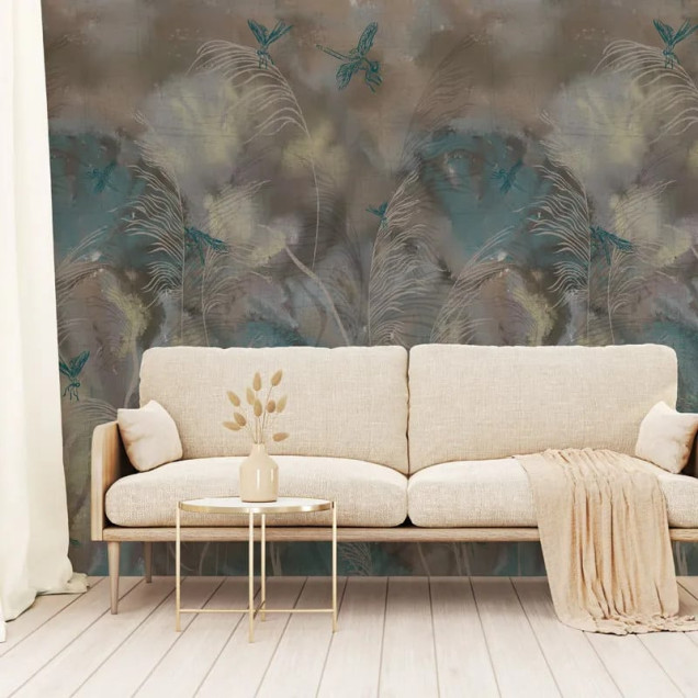 Fototapet personalizat cu libelule și design abstract