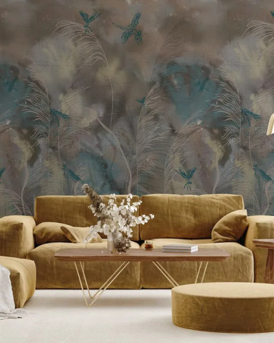 Fototapet personalizat cu libelule și design abstract
