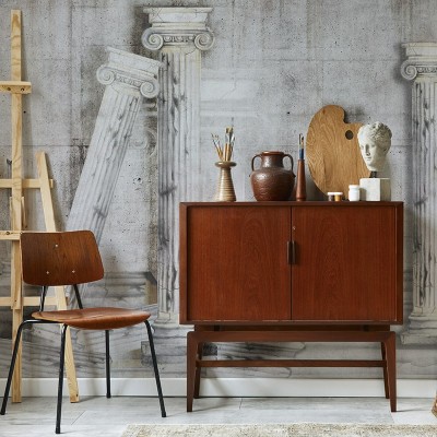 Tapet Antique Alabaster cu coloane antice pe un fundal gri