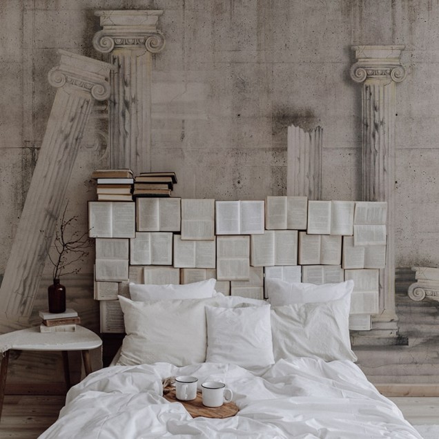 Tapet Antique Alabaster cu coloane antice pe un fundal gri