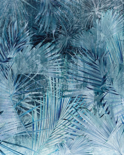 Tapet cu frunze albastre, Halcyon Plenty in Blue, VLAdiLA