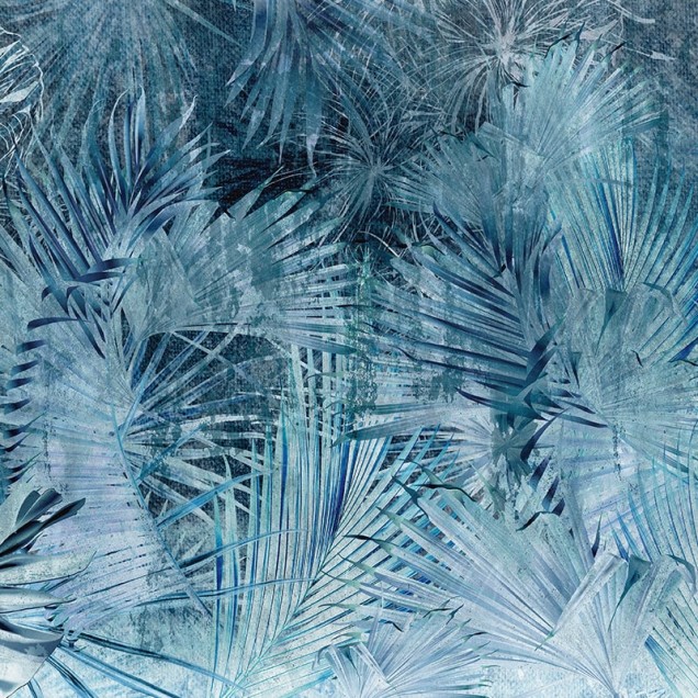 Tapet cu frunze albastre, Halcyon Plenty in Blue, VLAdiLA