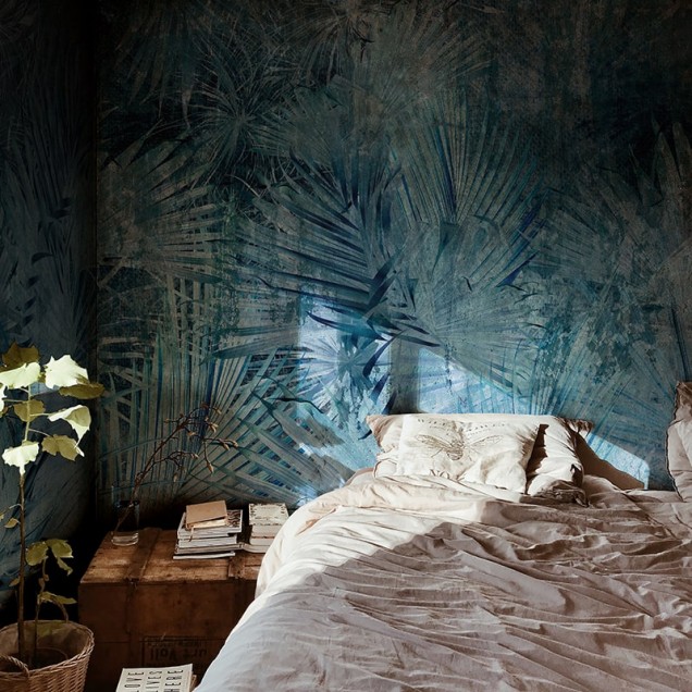 Tapet cu frunze albastre, Halcyon Plenty in Blue, VLAdiLA