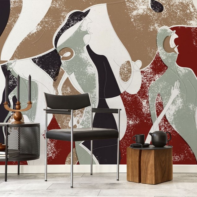 Tapet abstract cu culori vibrante, forme geometrice și design modern.