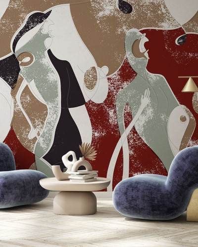 Tapet abstract cu culori vibrante, forme geometrice și design modern.