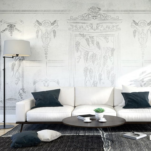 Tapet Glycine Pointe Seche - design minimalist cu elemente florale delicate