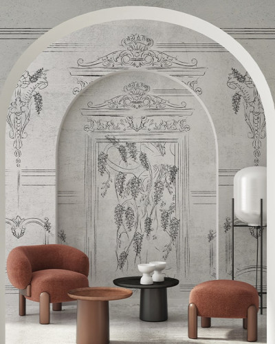 Tapet Glycine Pointe Seche - design minimalist cu elemente florale delicate