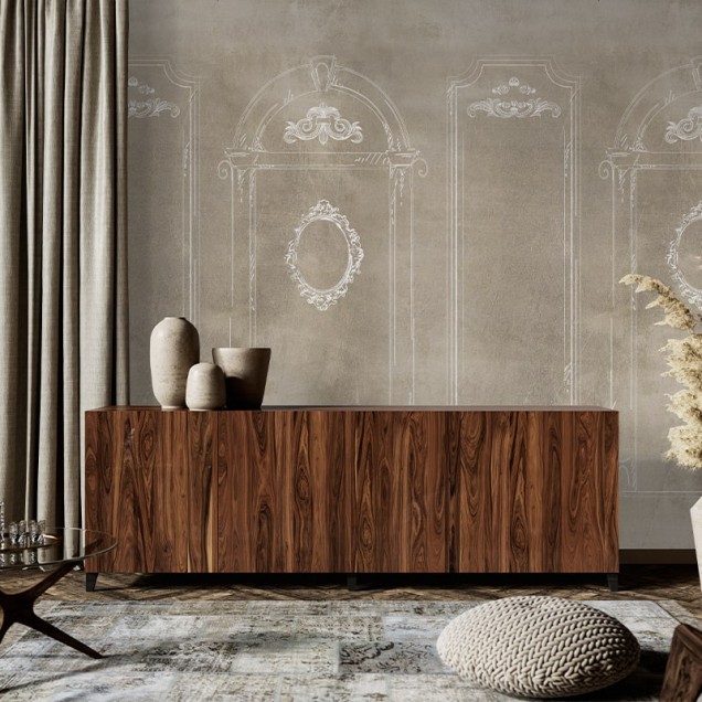 Tapet Cameo Stucco cu design geometric elegant, perfect pentru decorul camerei de zi.