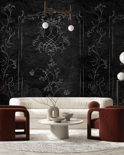 Tapet cu model floral elegant pe un fundal negru