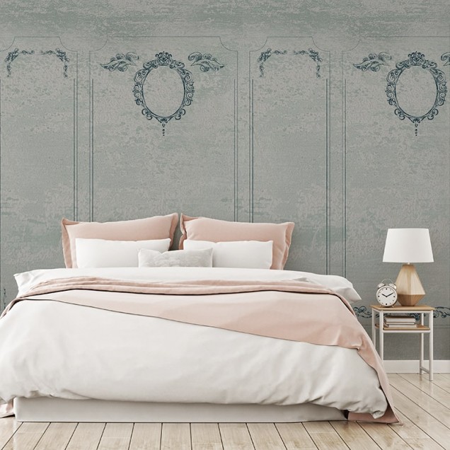 Tapet Cherubin Stucco cu design elegant și sofisticat, cu model subtil de stucco și accente delicate de aur, pentru un efect de adâncime și textură.