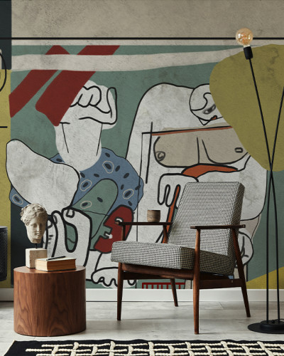 Tapet abstract cu design minimalist și culori vibrante, perfect pentru a adăuga o notă de artă în casa dumneavoastră.