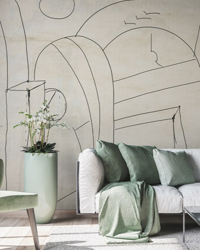 Tapet abstract Flight of Fancy cu linii simple, perfect pentru un decor modern.
