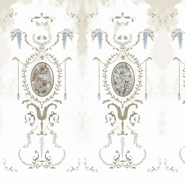 Tapet floral cu design clasic în living elegant
