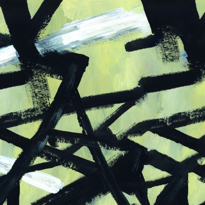 Tapet abstract cu linii negre pe un fundal galben deschis